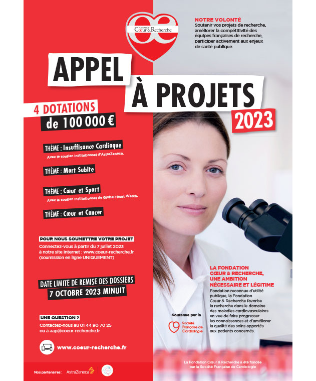 affiche appel a projets 2023 fondation coeur et recherche